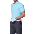 GoPlayer Men's Elastic Quick Dry Short Sleeve Top (Ice Blue Shoulder Net)