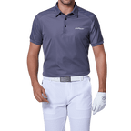 GoPlayer Men's Elastic Quick Dry Short Sleeve Top (Dark Blue Shoulder Net)