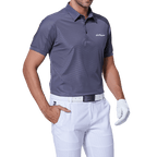 GoPlayer Men's Elastic Quick Dry Short Sleeve Top (Dark Blue Shoulder Net)