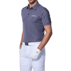 GoPlayer Men's Elastic Quick Dry Short Sleeve Top (Dark Blue Shoulder Net)