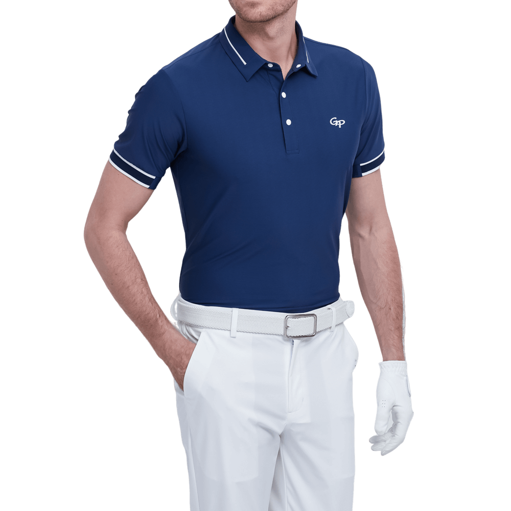 GoPlayer メンズ軽量超弾性半袖トップ (ダークブルー)