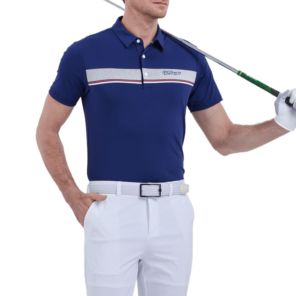 GoPlayer men's elastic breathable short-sleeved top (dark blue)