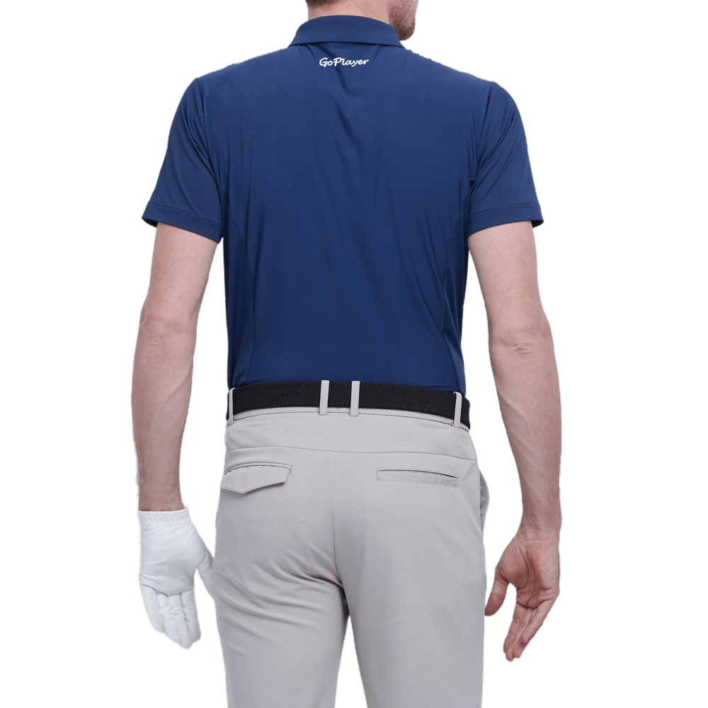 GoPlayer Men's Elastic Breathable Short Sleeve Top (Navy Blue)