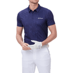 GoPlayer Men's Short Sleeve Printed Top (Navy Blue)