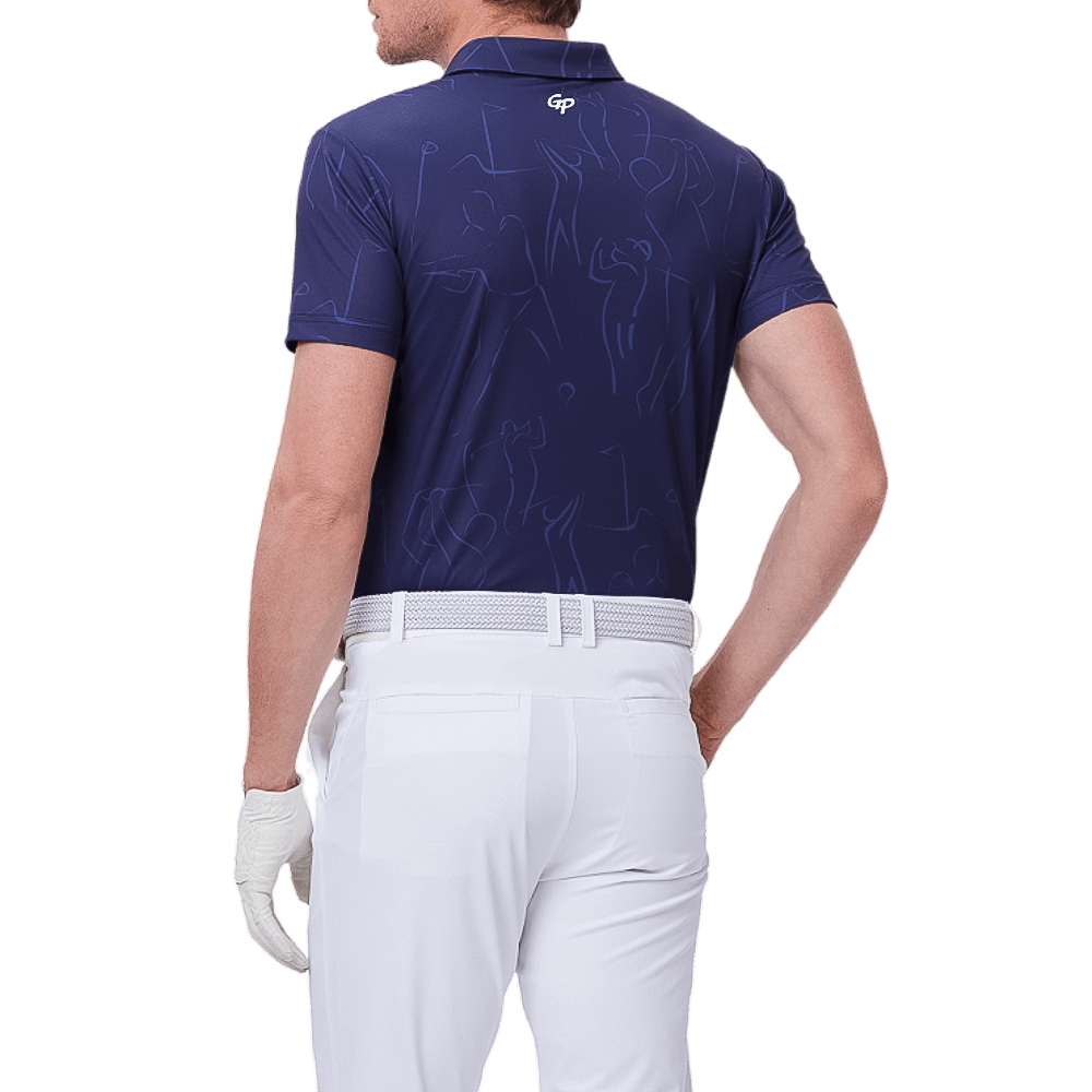 GoPlayer Men's Short Sleeve Printed Top (Navy Blue)