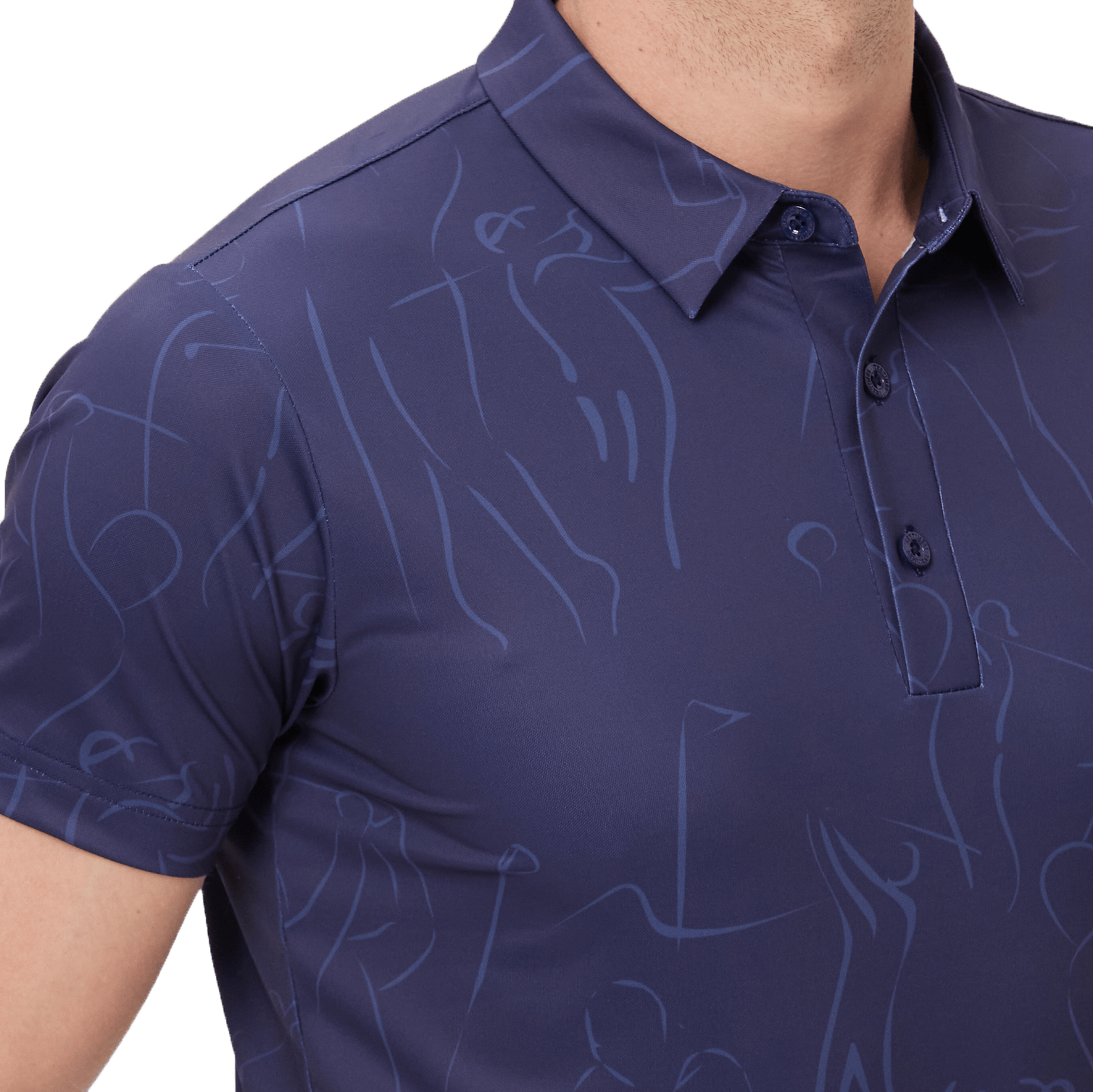 GoPlayer Men's Short Sleeve Printed Top (Navy Blue)
