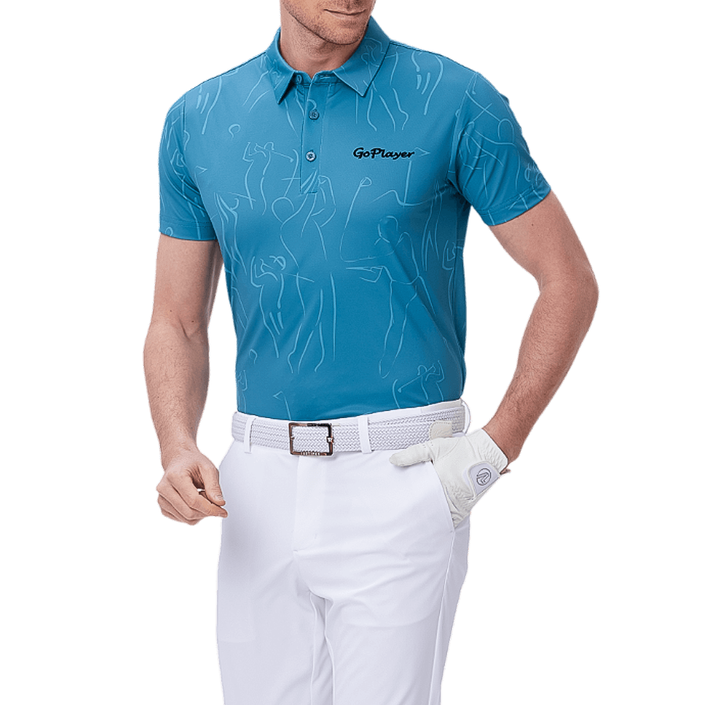 GoPlayer メンズ 半袖プリントトップ（レイクグリーン）