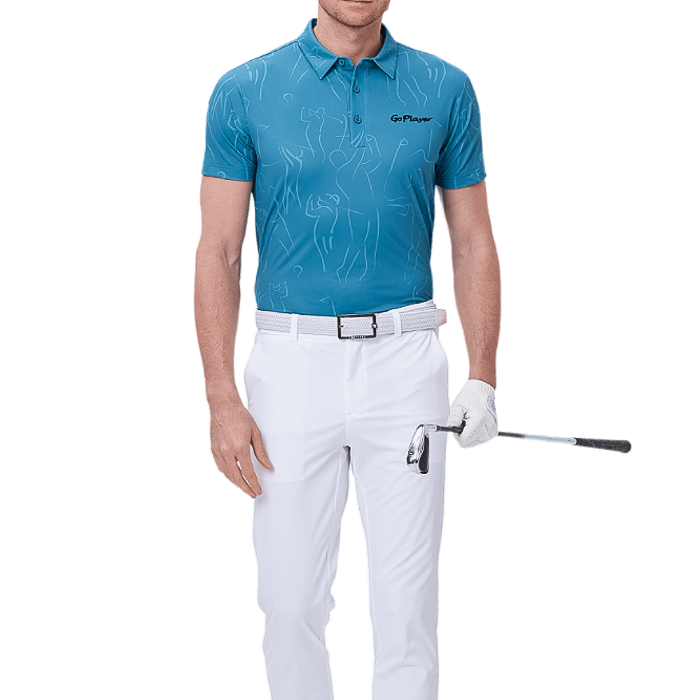 GoPlayer メンズ 半袖プリントトップ（レイクグリーン）