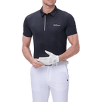 GoPlayer Men's Cool Jacquard Short Sleeve Top (Black)