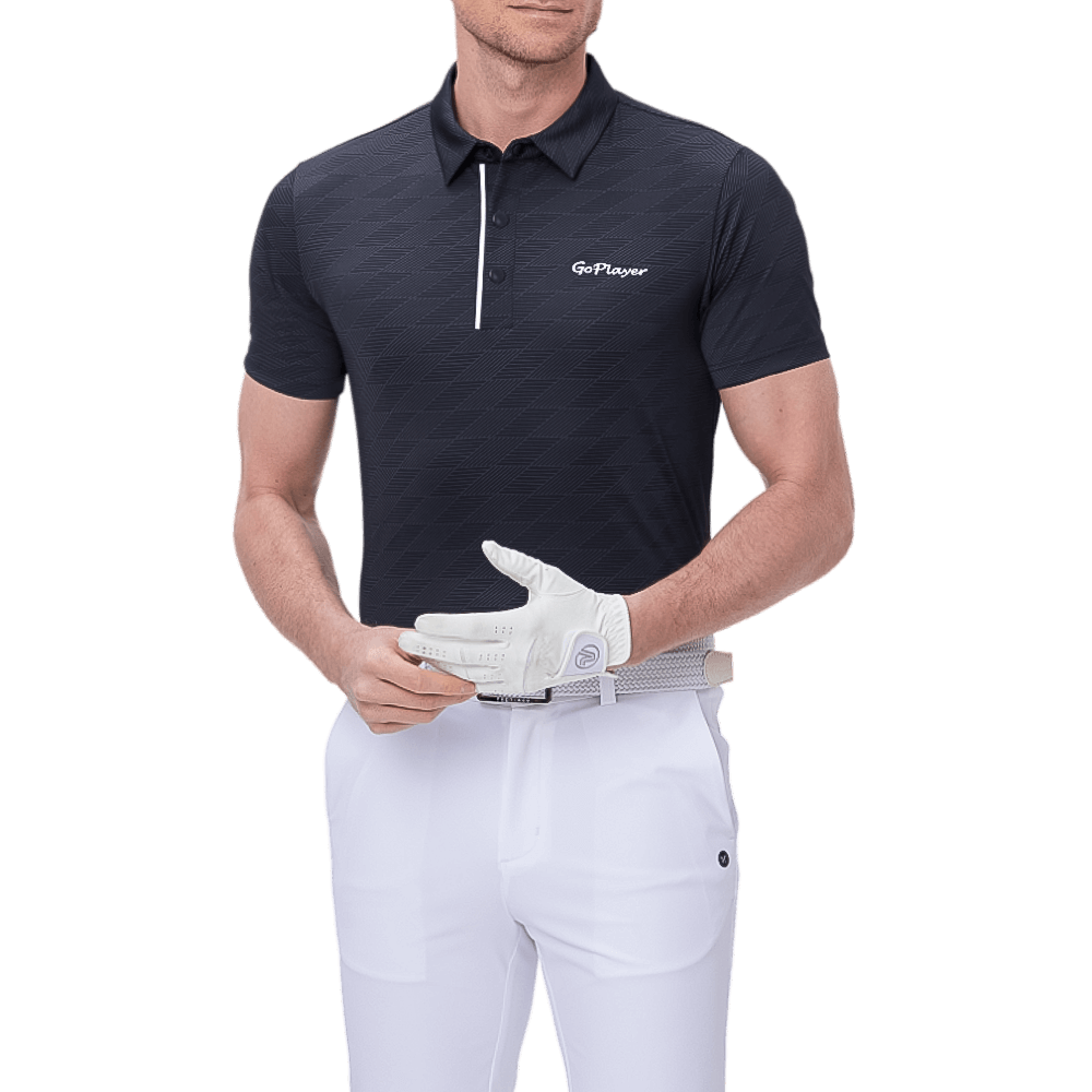 GoPlayer Men's Cool Jacquard Short Sleeve Top (Black)