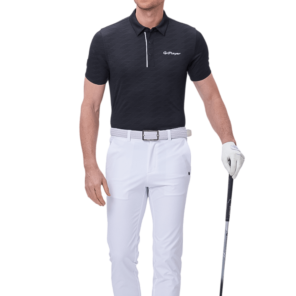 GoPlayer Men's Cool Jacquard Short Sleeve Top (Black)