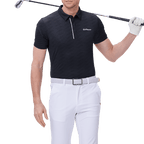 GoPlayer Men's Cool Jacquard Short Sleeve Top (Black)