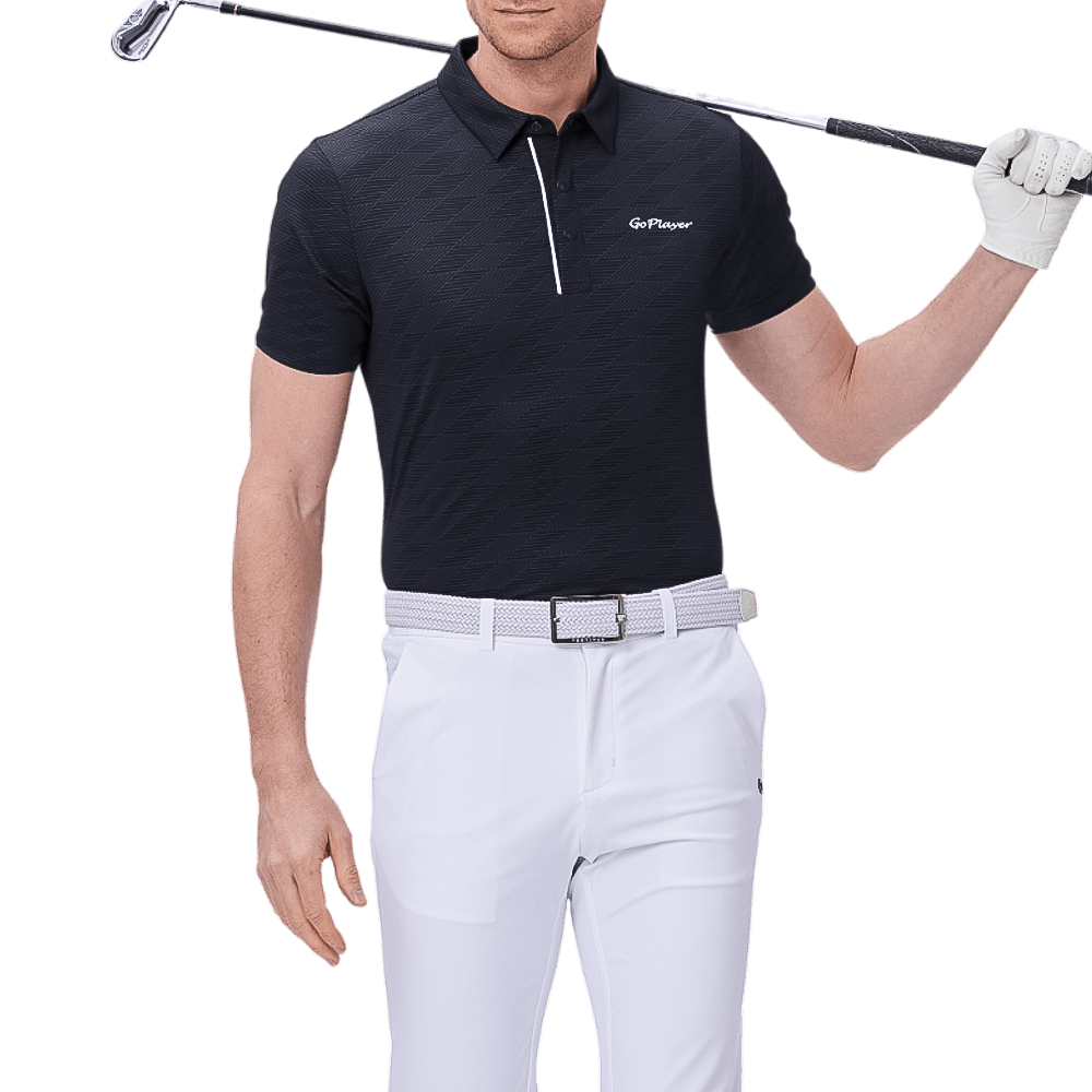 GoPlayer Men's Cool Jacquard Short Sleeve Top (Black)
