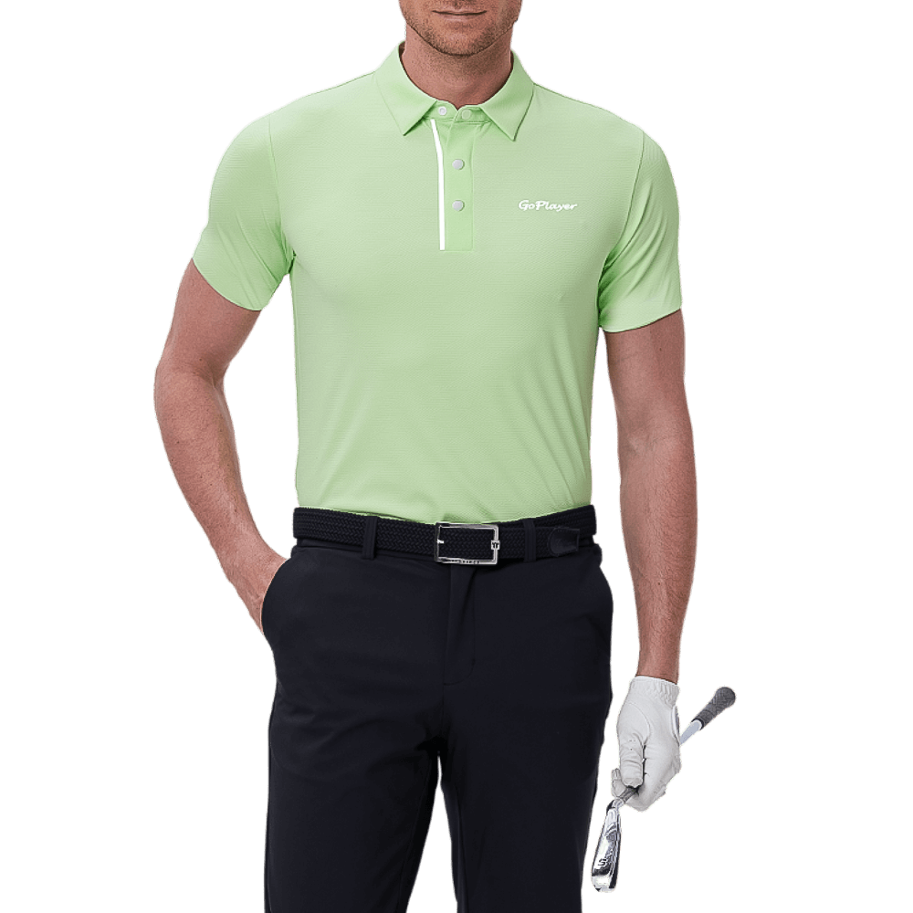 GoPlayer メンズ クールジャカード 半袖トップス (グラスグリーン)