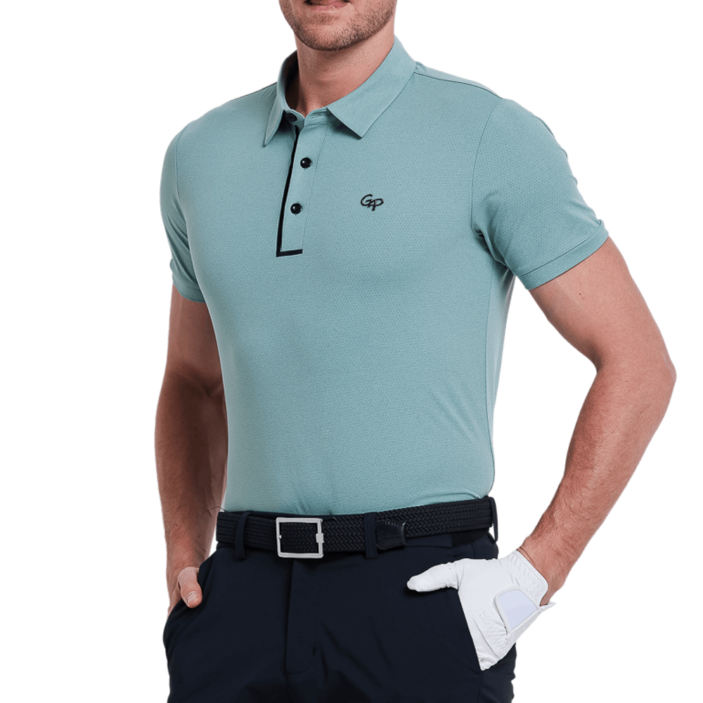 GoPlayer Men's Cool Jacquard Short Sleeve Top (Grass Green)