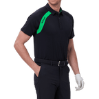 GoPlayer Men's Golf Color Block Short-Sleeve T-Shirt (Black)