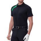 GoPlayer Men's Golf Color Block Short-Sleeve T-Shirt (Black)