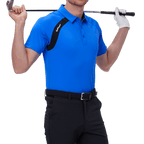 GoPlayer Men's Golf Color Block Short-Sleeve T-Shirt (Blue)