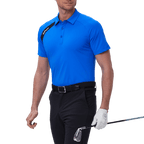 GoPlayer Men's Golf Color Block Short-Sleeve T-Shirt (Blue)