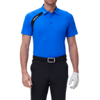 GoPlayer Men's Golf Color Block Short-Sleeve T-Shirt (Blue)