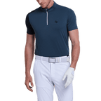 GoPlayer メンズ スタンドカラー ゴルフ 半袖 Tシャツ (ダークグリーン)