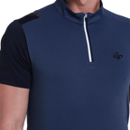 GoPlayer Men's Stand Collar Golf Short-Sleeve T-Shirt (Navy Blue)