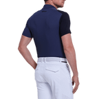 GoPlayer Men's Stand Collar Golf Short-Sleeve T-Shirt (Navy Blue)