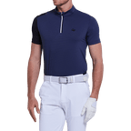 GoPlayer Men's Stand Collar Golf Short-Sleeve T-Shirt (Navy Blue)