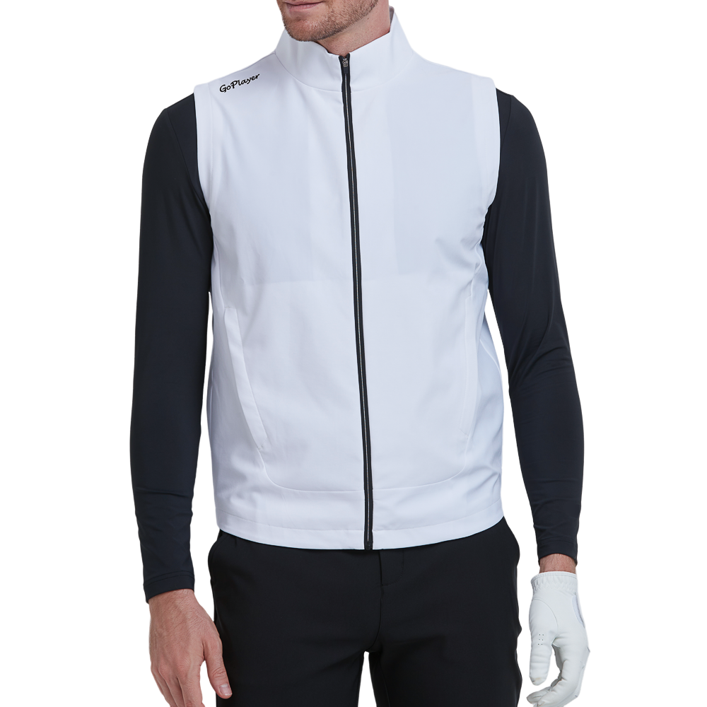 GoPlayer Men's Golf Windproof Warm Sports Vest (White)