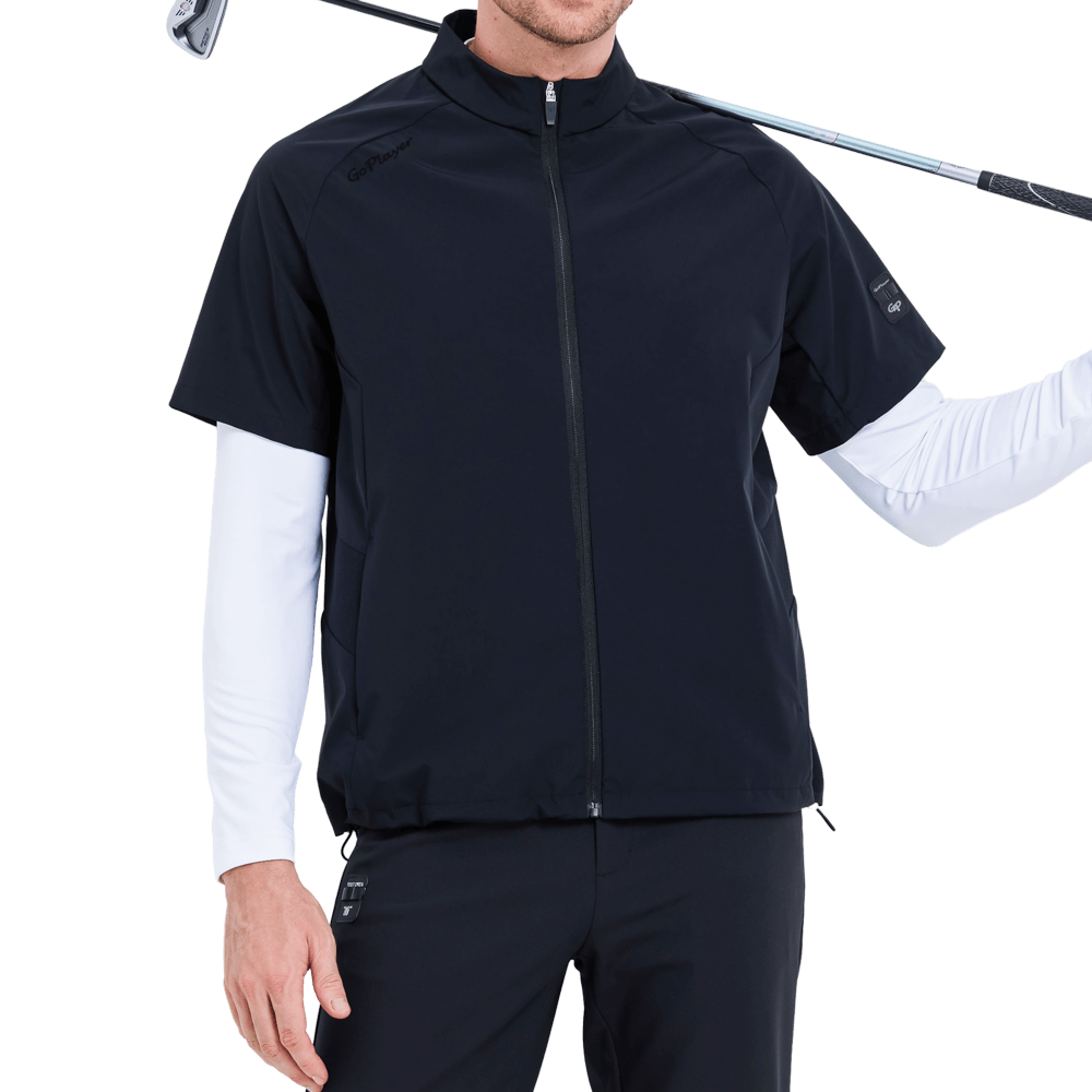 GoPlayer男高爾夫短袖運動背心(黑)