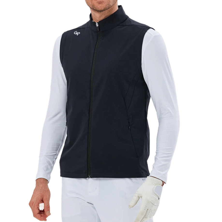 GoPlayer男高爾夫防潑水運動背心(黑)