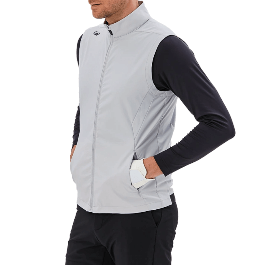 GoPlayer男高爾夫防潑水運動背心(淺灰)