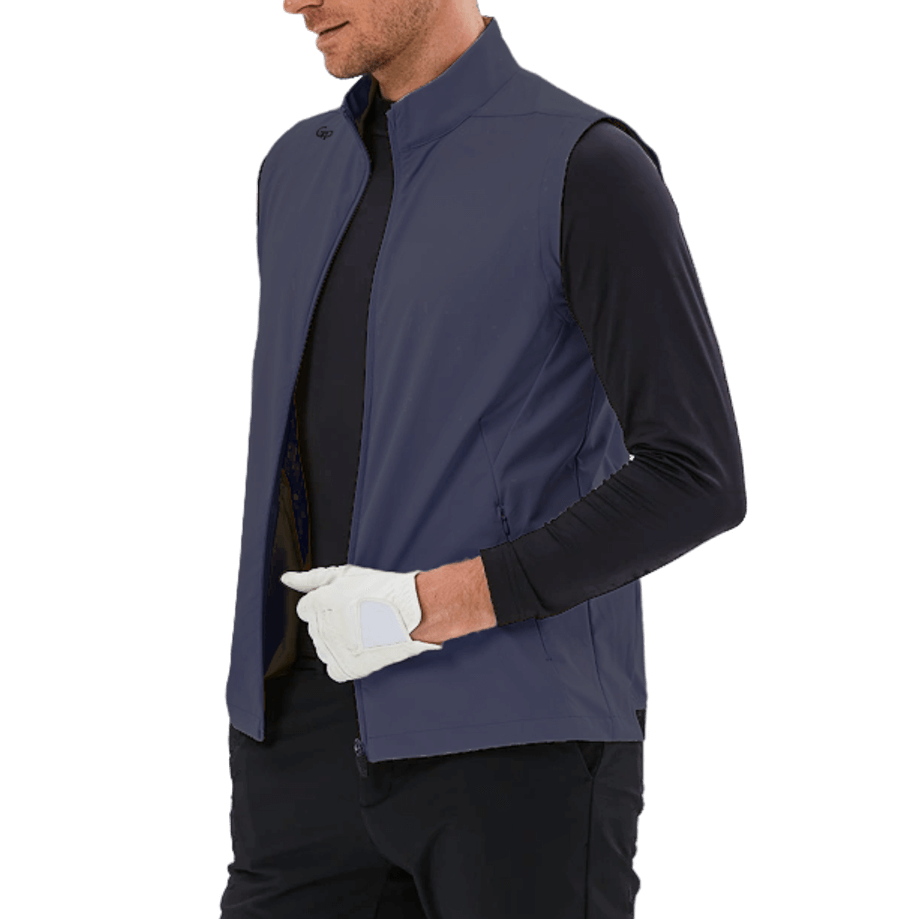 GoPlayer男高爾夫防潑水運動背心(深藍)