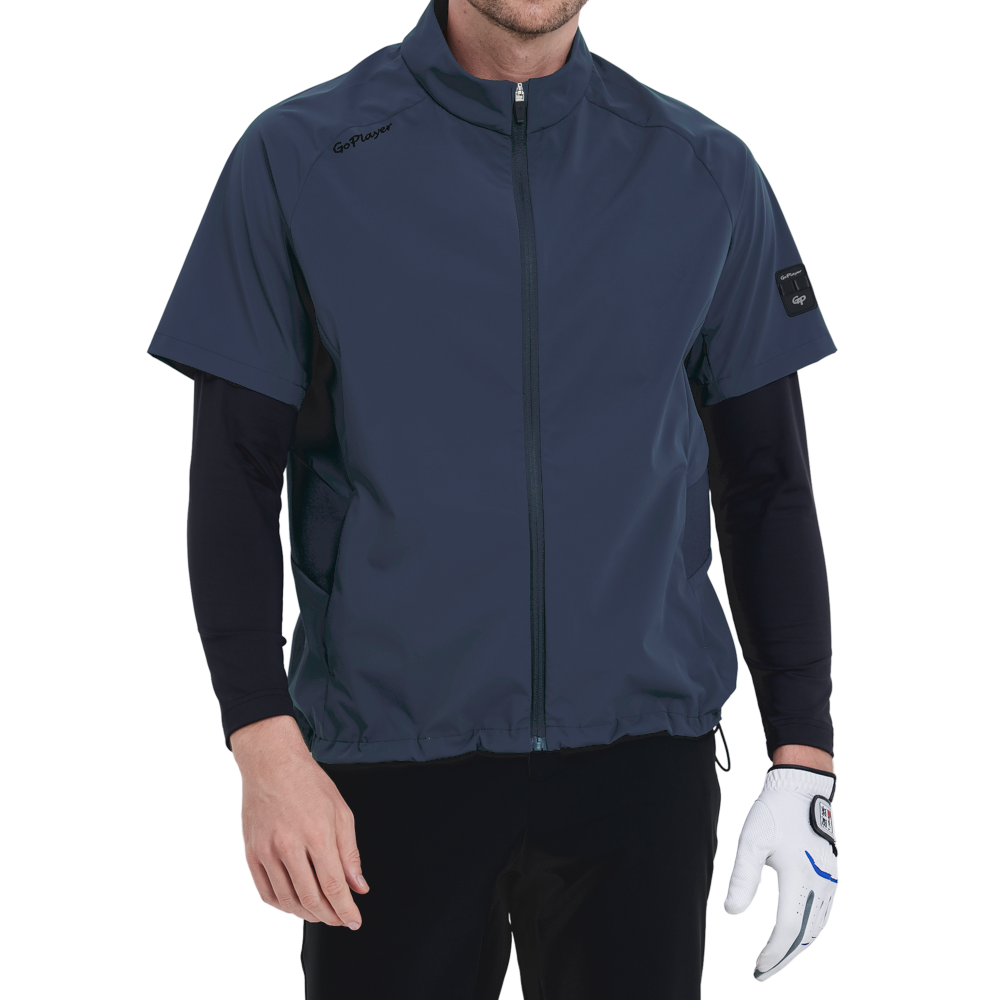 GoPlayer Men's Golf Short-Sleeve Sports Vest (Dark Blue)
