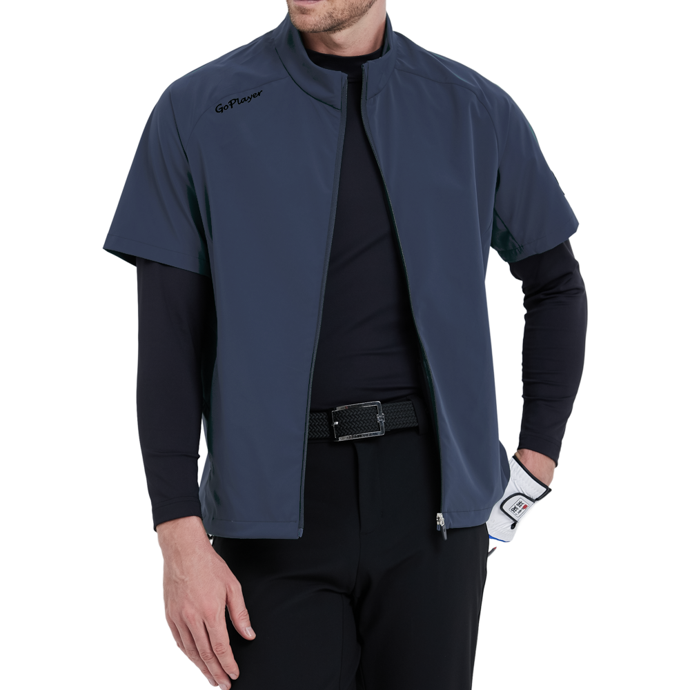 GoPlayer Men's Golf Short-Sleeve Sports Vest (Dark Blue)