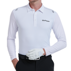 GoPlayer Men's Quick-Dry UV Protection Long-Sleeve Polo Shirt (White)