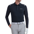 GoPlayer Men's Quick-Dry UV Protection Long-Sleeve Polo Shirt (Black)