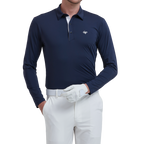 GoPlayer Men's Stretch Quick-Dry Long-Sleeve Top (Navy Blue)