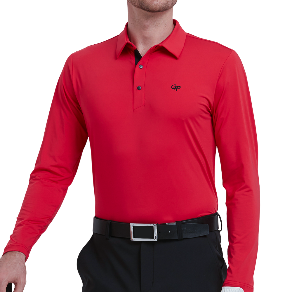 GoPlayer Men's Stretch Quick-Dry Long-Sleeve Top (Red)