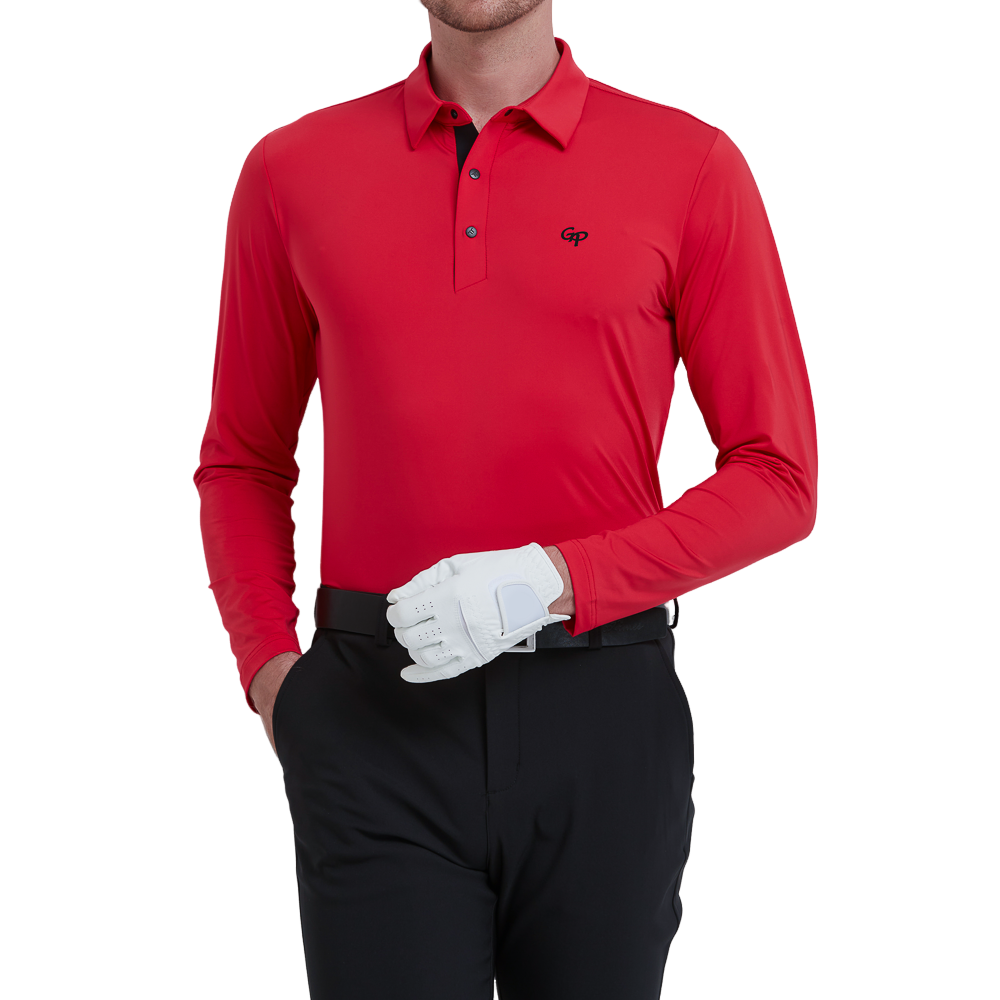 GoPlayer Men's Stretch Quick-Dry Long-Sleeve Top (Red)