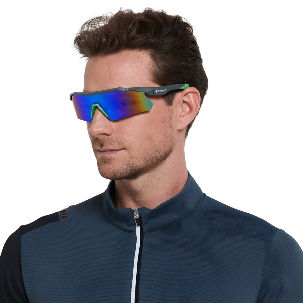GoPlayer スポーツサングラス（シルバーフレーム、グリーンレンズ）