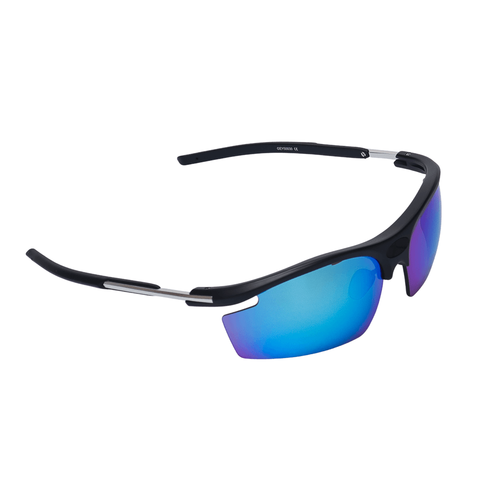 GoPlayer輕量太陽眼鏡(砂黑框鍍白藍片)