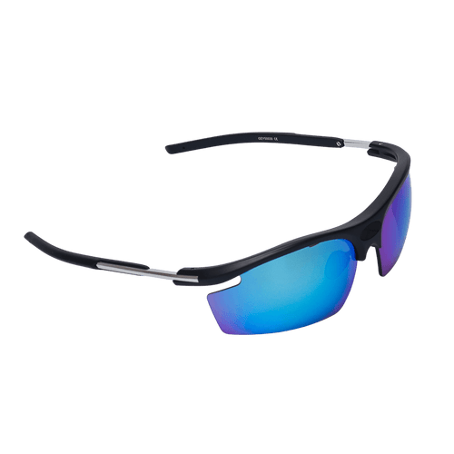 GoPlayer Lightweight Sunglasses (Sand Black Frame with White and Blue Lenses)