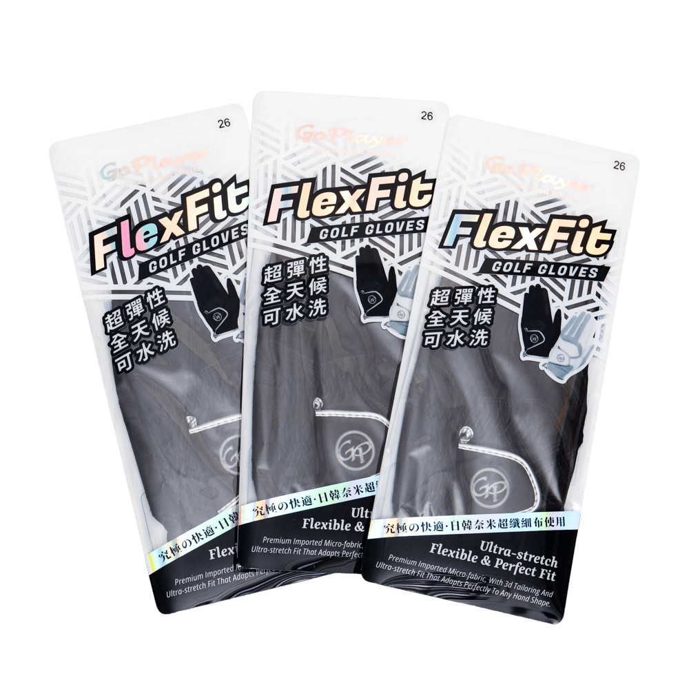 GoPlayer FlexFit ゴルフグローブ（ブラック）