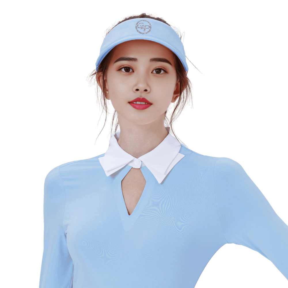 GoPlayer Women's Ribbon Hollow Hat (Pink Blue)