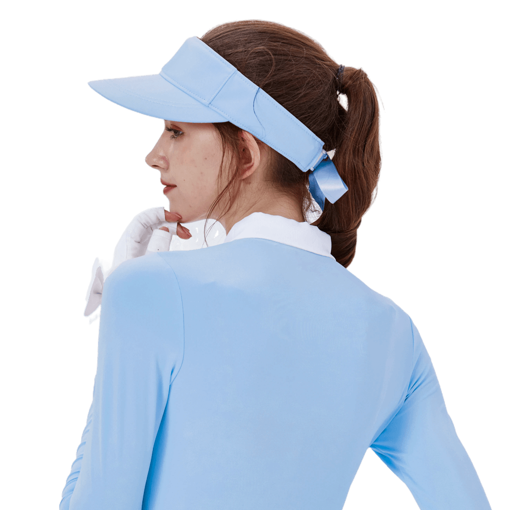 GoPlayer Women's Ribbon Hollow Hat (Pink Blue)