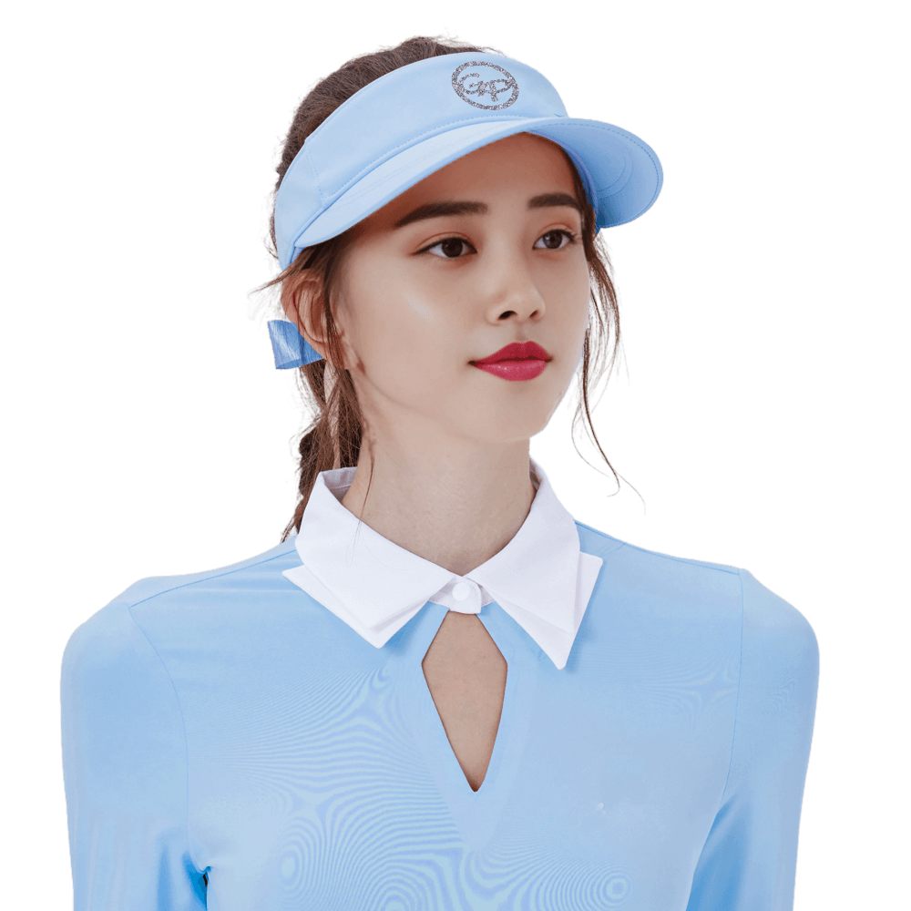 GoPlayer Women's Ribbon Hollow Hat (Pink Blue)