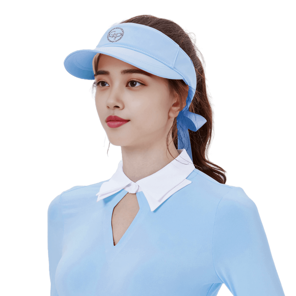 GoPlayer Women's Ribbon Hollow Hat (Pink Blue)