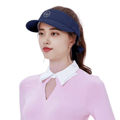 GoPlayer Women's Ribbon Hollow Hat (Navy Blue)