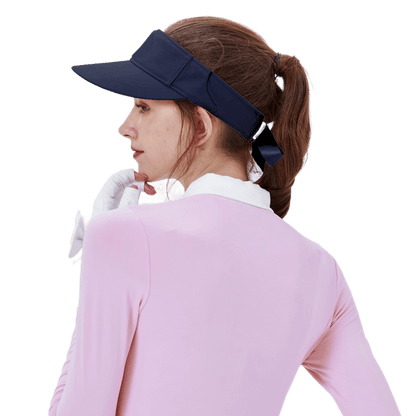 GoPlayer Women's Ribbon Hollow Hat (Navy Blue)